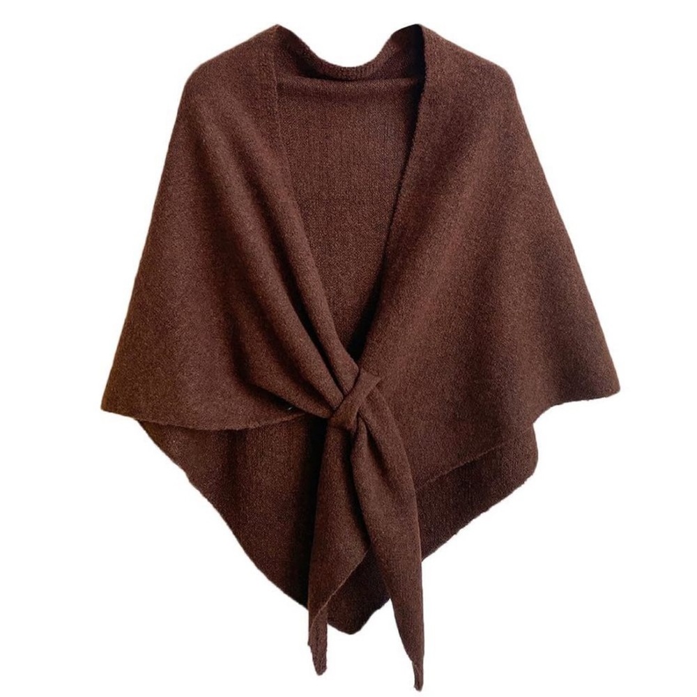 Women’s pashmina Elegant Knit Triangle Shawls Wraps Trendy brown